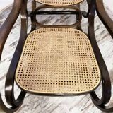 Rocking chair en bois et cannage vintage
