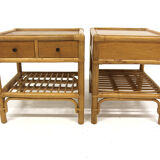 Set of two rattan bedside tables, Kenneth Bergenblad, Dux, Sweden, 1960