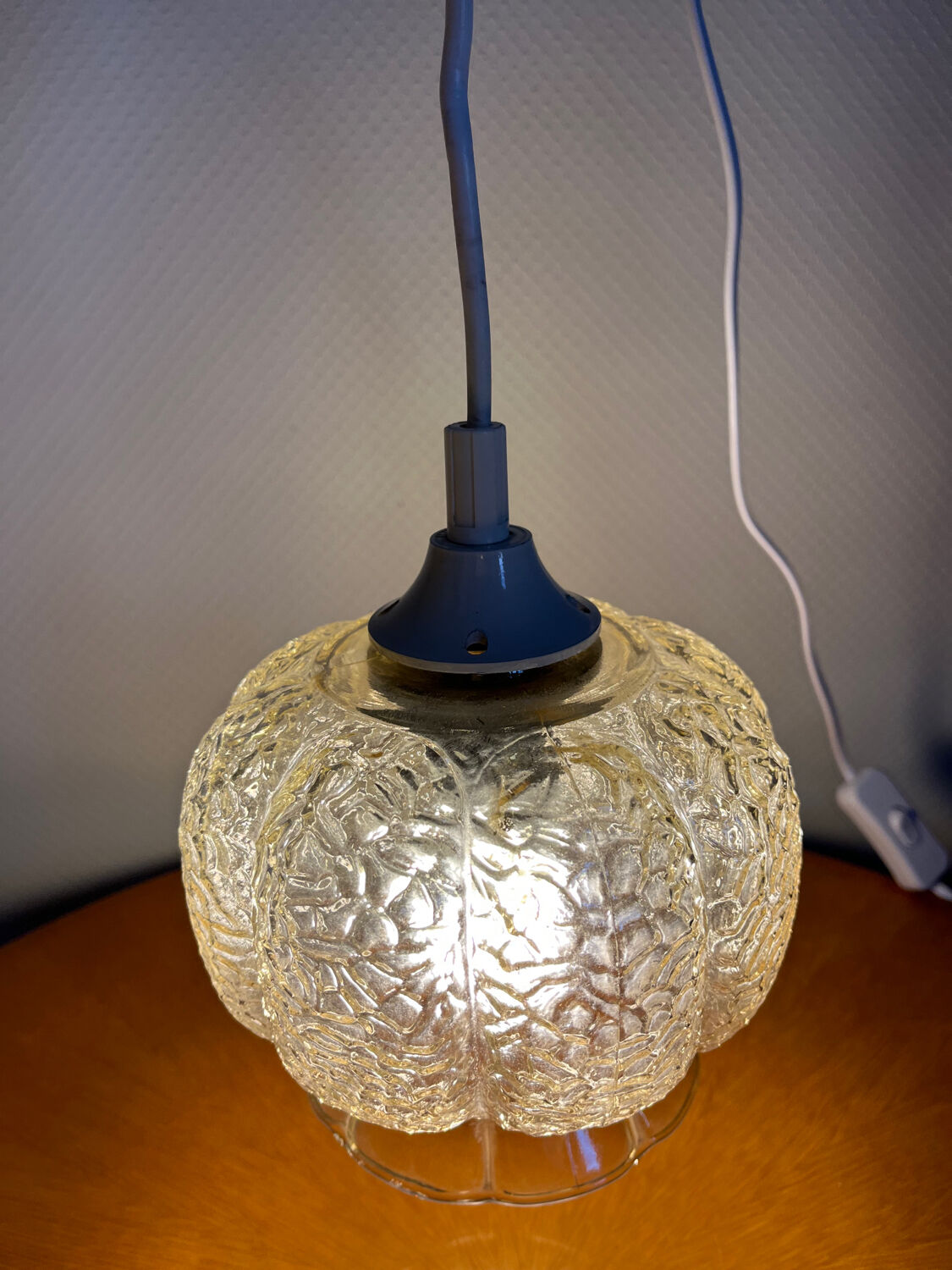 Vintage glass pendant lamp 1960
