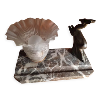 Lampe chevet bureau marbre statuette cervidé marbre régule dp 1122301