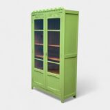 1930s khaki Parisian art deco glass cabinet