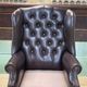 Chesterfield armchair with brown leather ears from the 1990s in very good condition