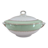 Water green vegetable dish with golden frieze, Cafés Lemaire.