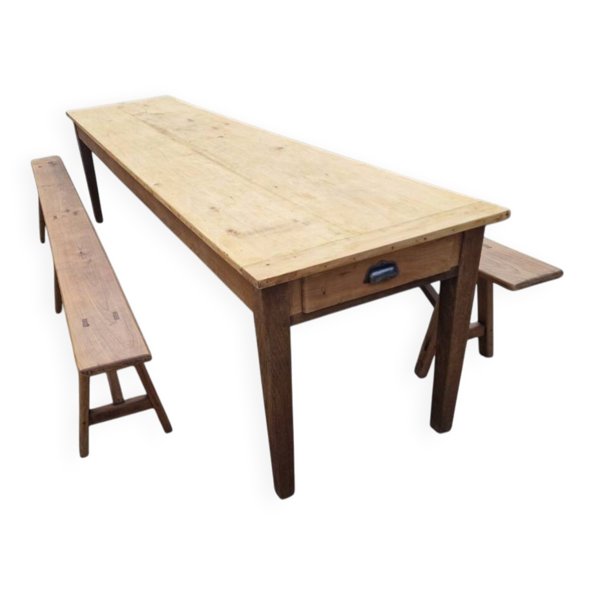 Large farmhouse table + two benches