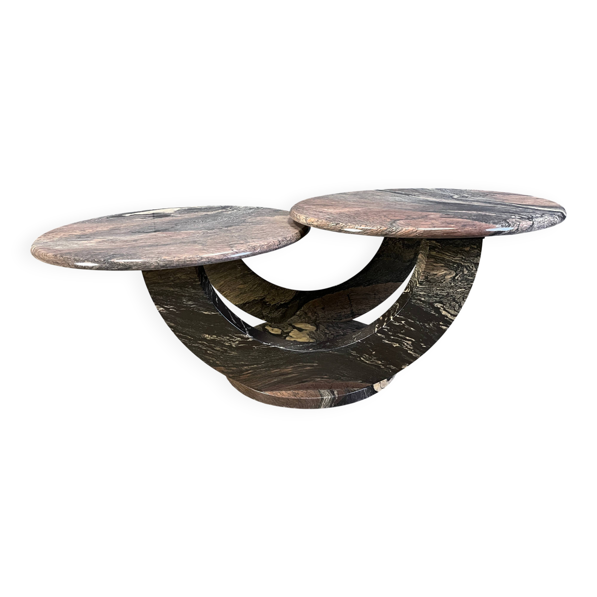 Vintage two tier marble coffee table, 1970s