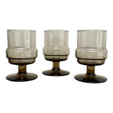 3 “Willem Heesen” smoked glass glasses