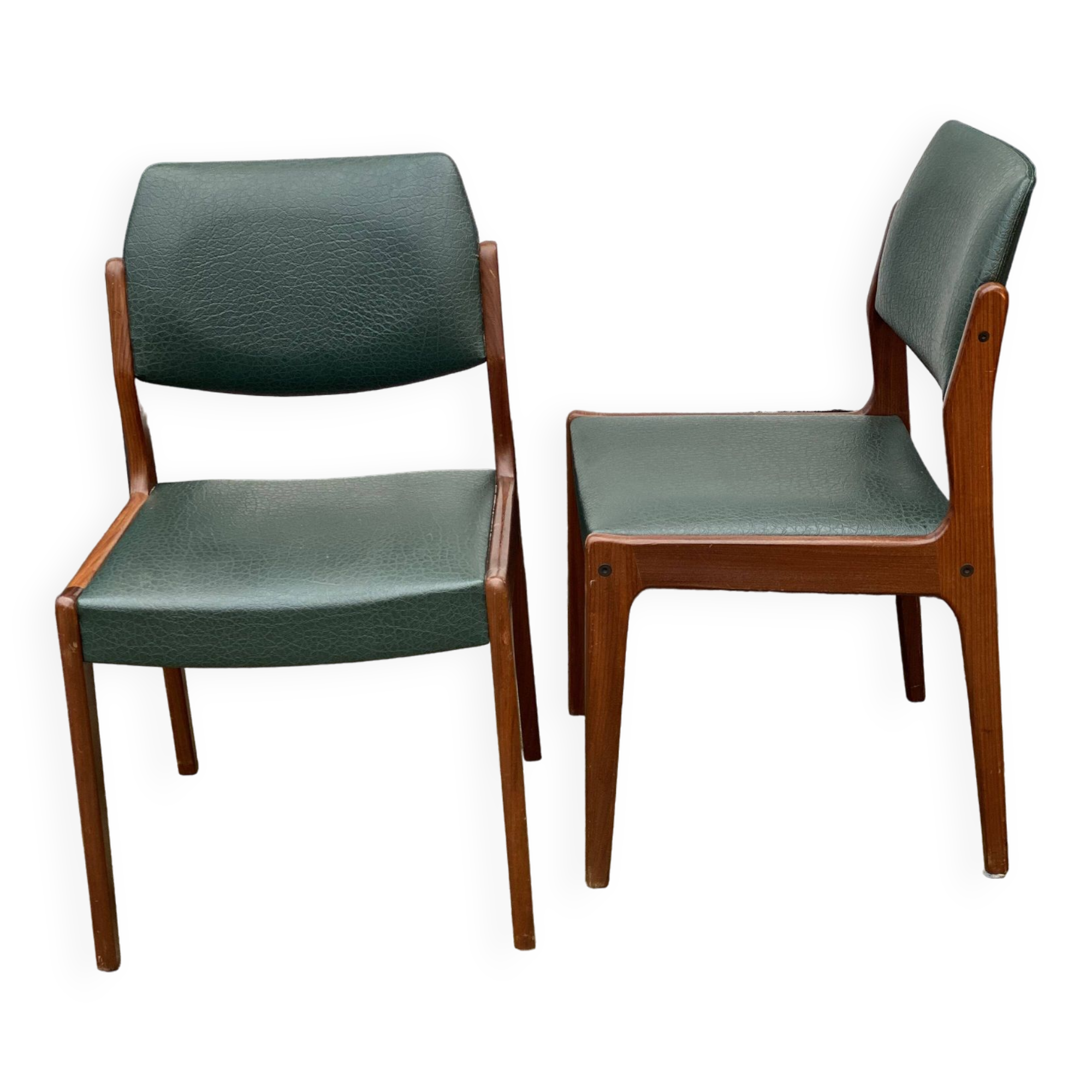Pair of Scandinavian Teak and leatherette Chairs