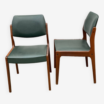 Pair of Scandinavian Teak and leatherette Chairs