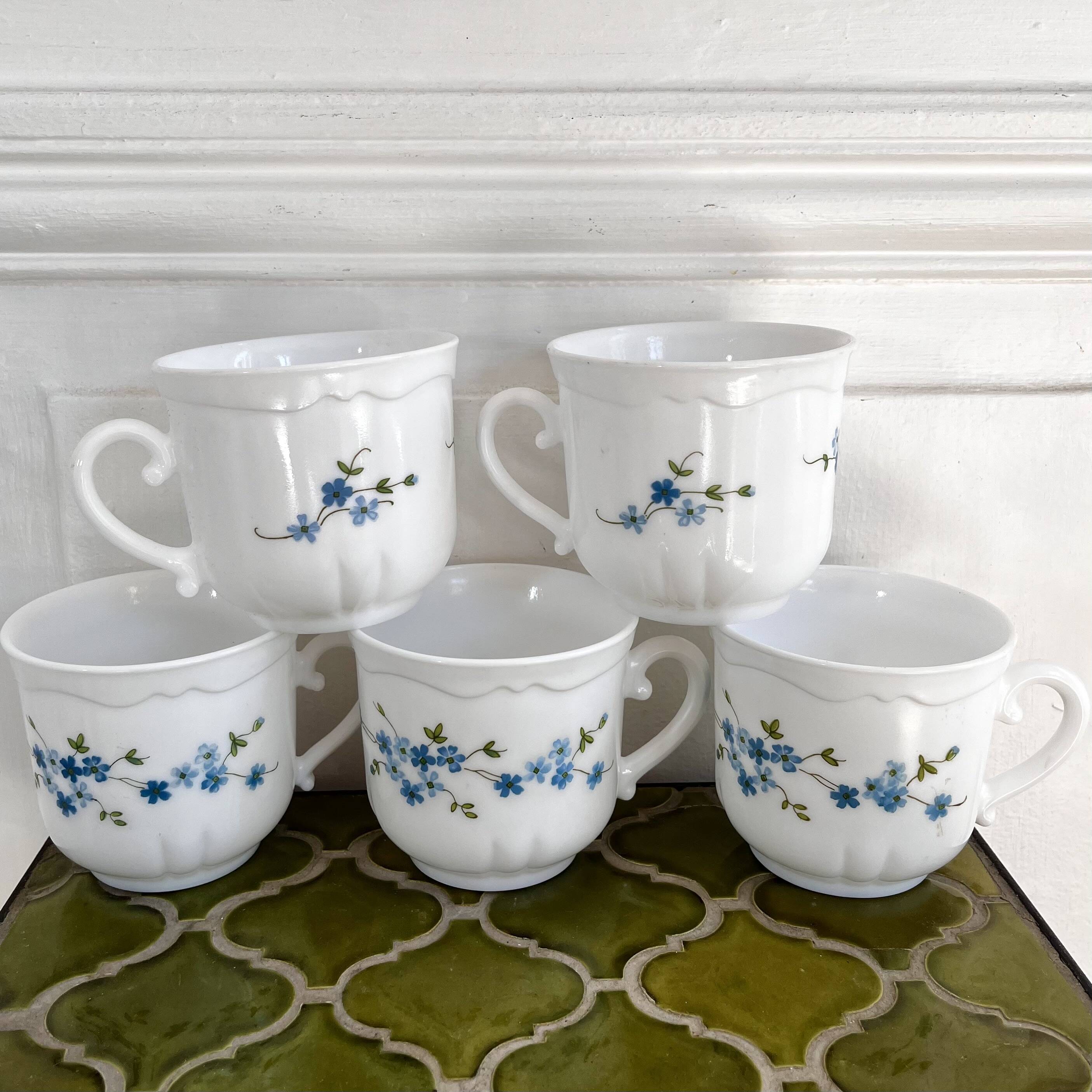Lot 5 large vintage Arcopal myosotis Veronica tea and coffee cups