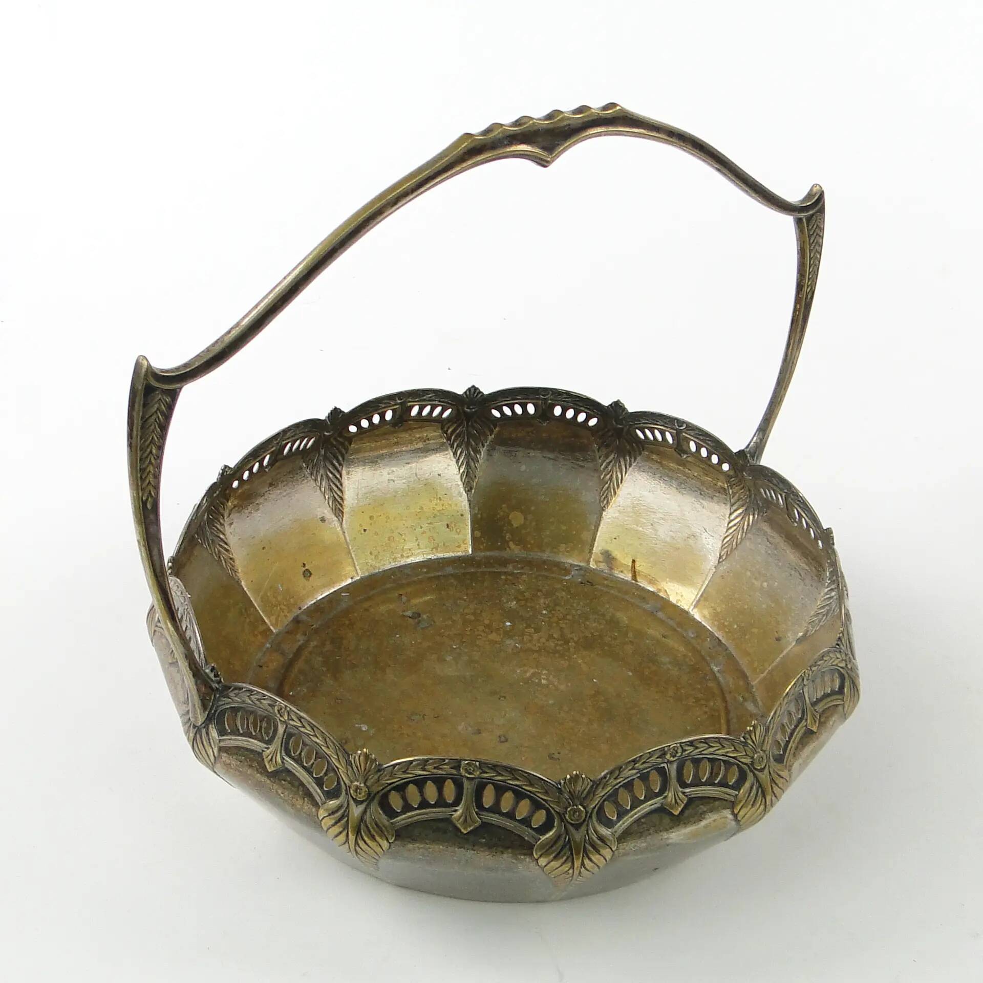 Art Nouveau basket, silver-plated brass, WMF, Germany, early 20th century