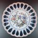 Openwork Dish in Desvres Earthenware, Rouen Cornucopia Flower Decor, 27.5 cm