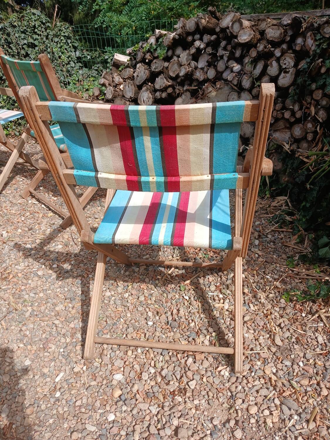 3 antique folding garden armchairs