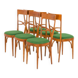 Italian mid-century chairs in walnut and wool