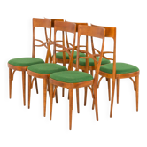 Chaises italiennes du milieu du siècle en noyer et laine