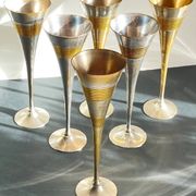 6 Flutes Champagne Laiton Argenté Vintage