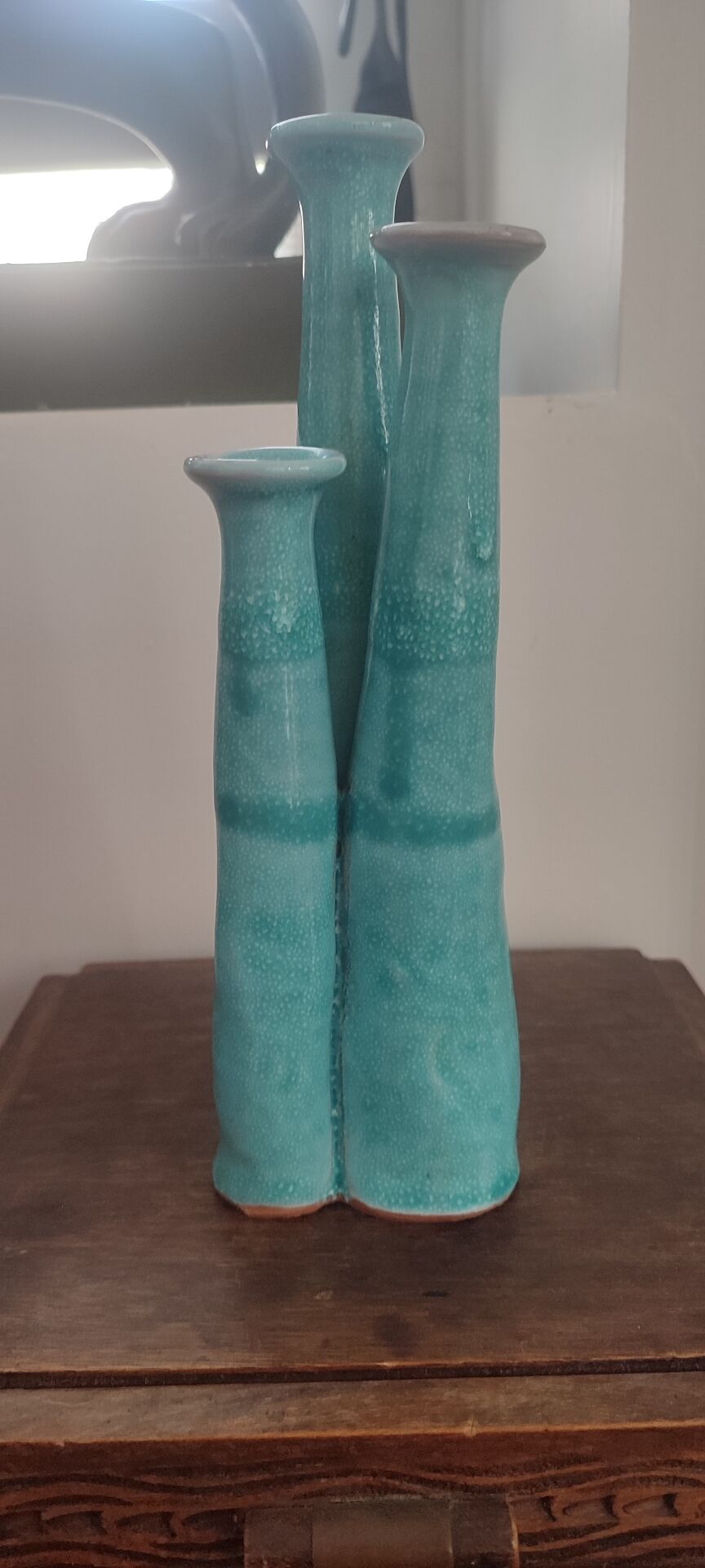 "Organ" triple soliflore vase in artisanal ceramic