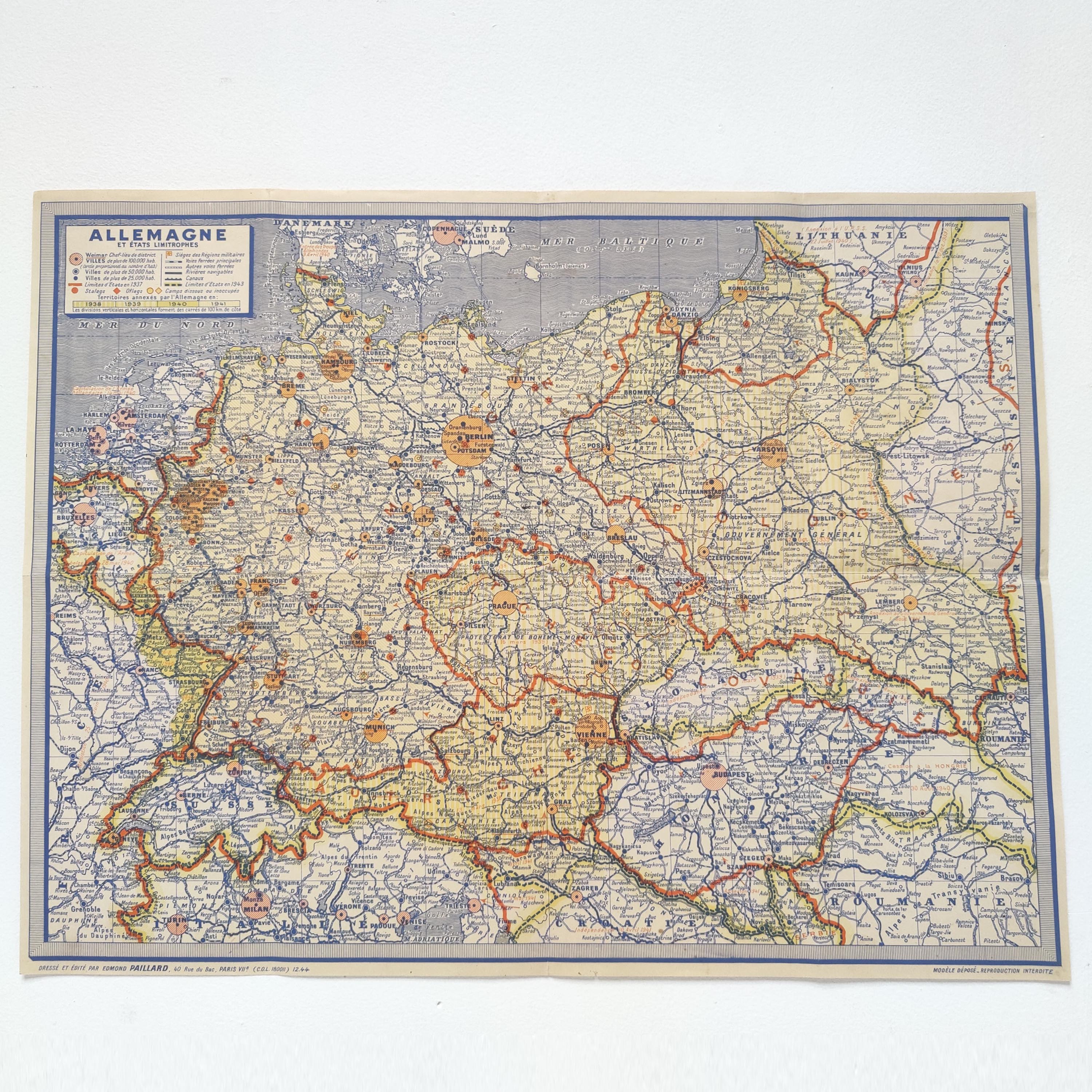 Map Germany and Europe 40s