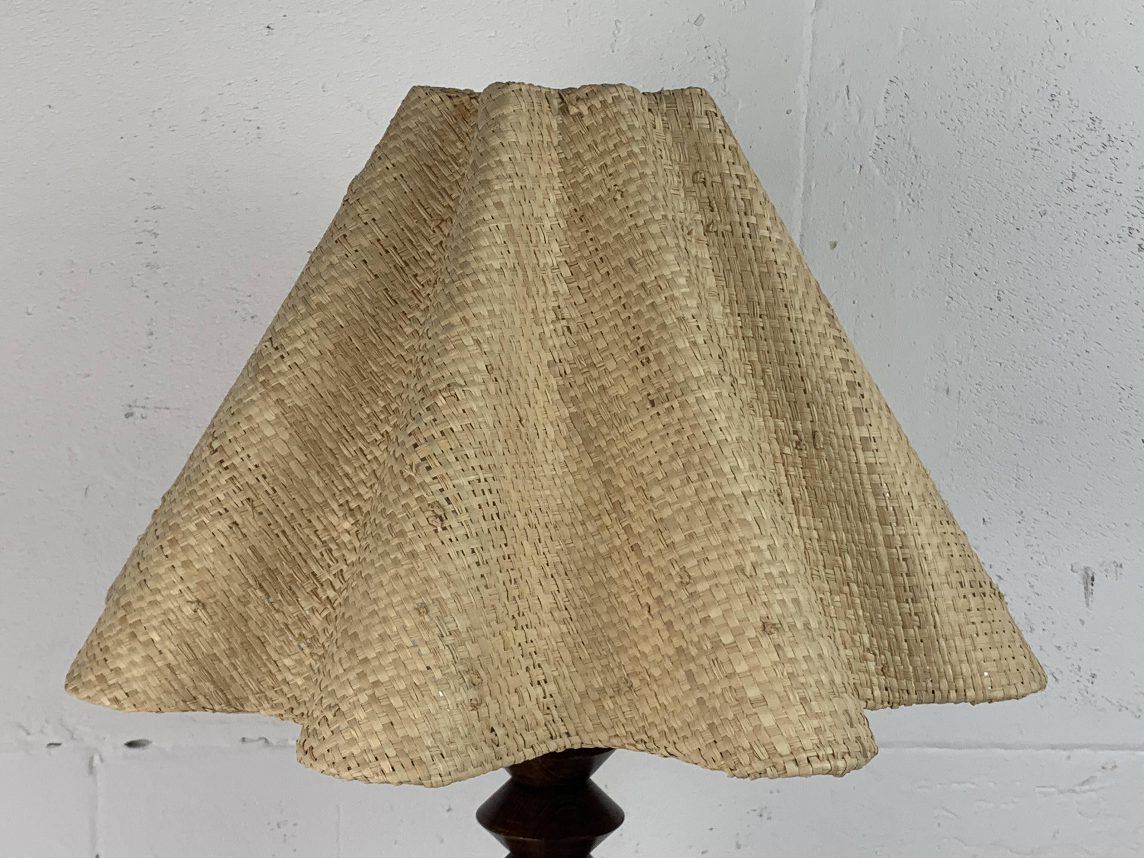 French wood turned table lamp in the style of Charles Dudouyt, 1950s