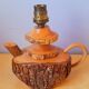 Pair of 60s brutalist wooden lamps