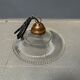 Glass holophane hangingor pendant lamp with brass gallery