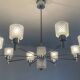 Vintage Italian chandelier from the 60s in chromed metal and glass