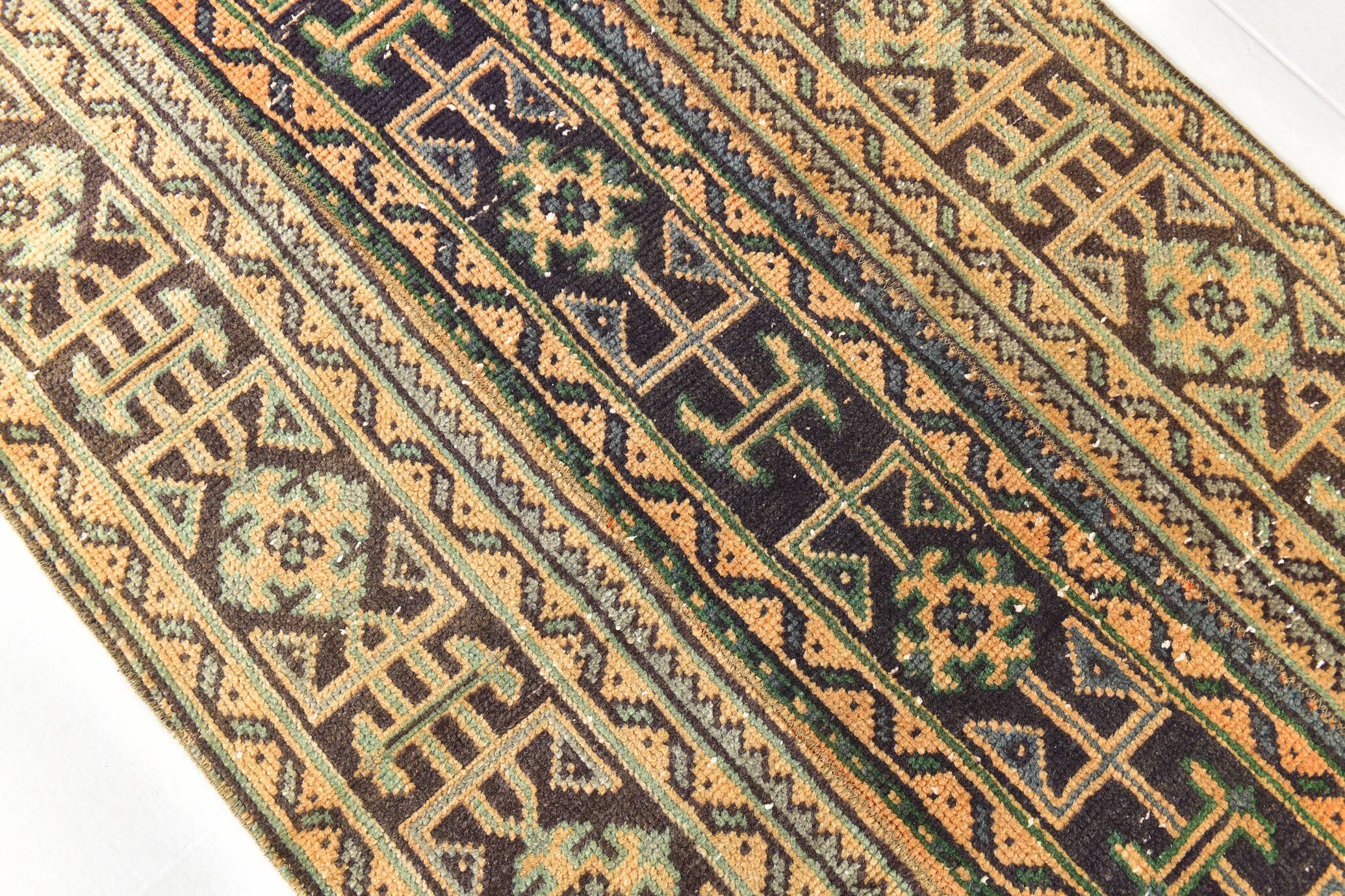 3x10 Rug For Kitchen Navy Blue Turkish Runner Rug, 82x303Cm SKU 24963