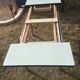 Table and 4 green water formica chairs 60's