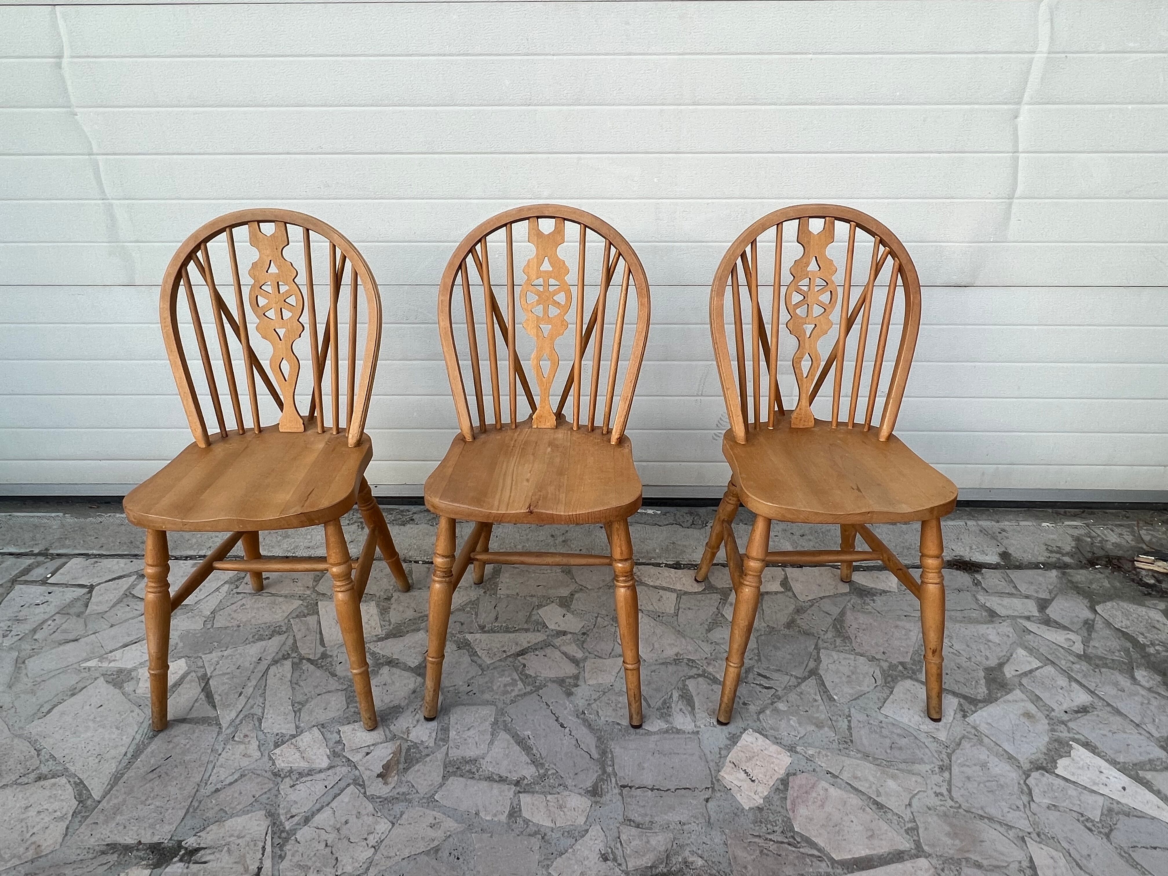 6 chairs bistro windsor wheelback in vintage beech baumann coffee