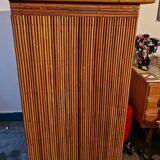 Wicker rattan bamboo wardrobe 1950 1960
