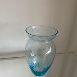 Light blue glass swirly vase