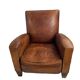 Paire de fauteuils club en cuir patiné – années 1940/50
