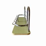 Large vintage wall-mounted coat rack in green Formica and chrome metal