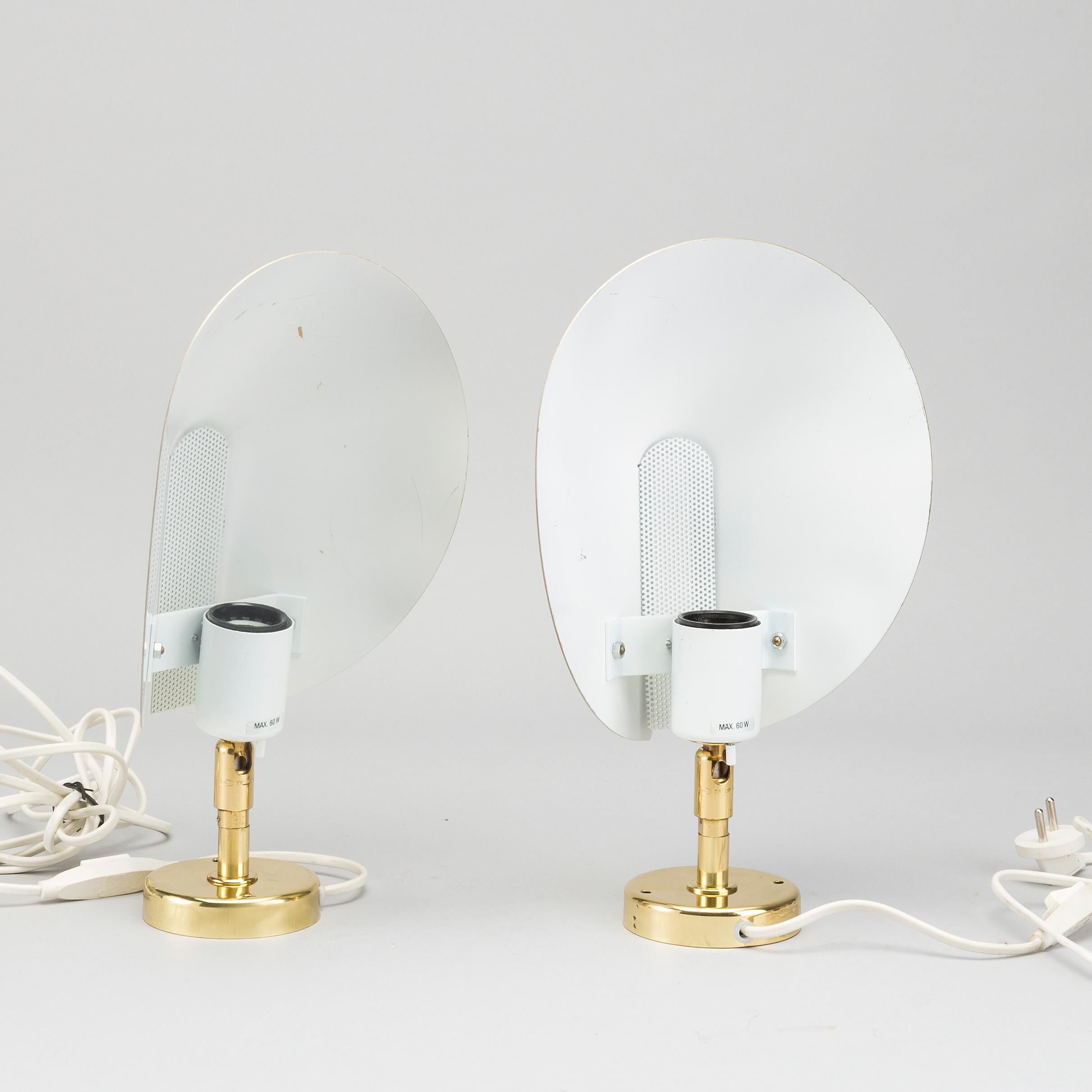 Aneta brass wall lights Sweden 1970