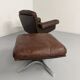 Vintage 70s brown leather ottoman chair design DE SEDE DS-31
