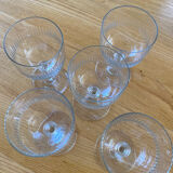 5 verres à pied verre soufflé