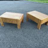 Pair of bedside tables vintage solid elm home revived bedside table