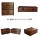Pair of vintage Scandinavian design modules, bedside table, chest of drawers, sideboard, table.