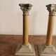 Pair of Silver Metal Candle Holders Neo-Classical Fluted Corinthian Column