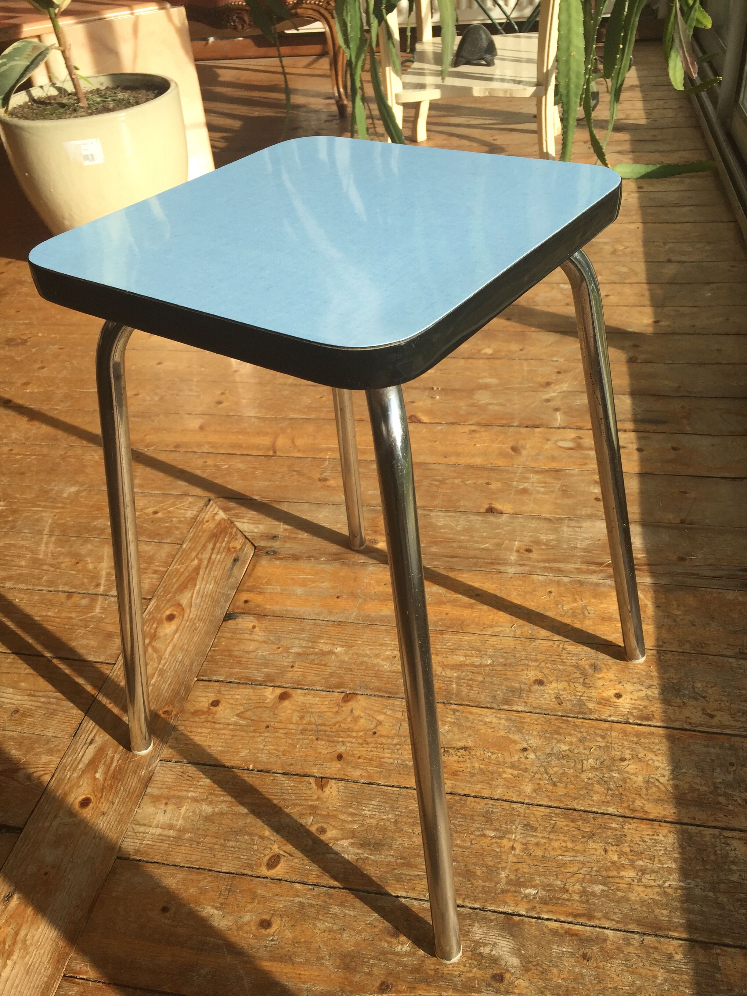 Blue formica stool