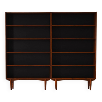 Pair of vintage teak bookcases with black back