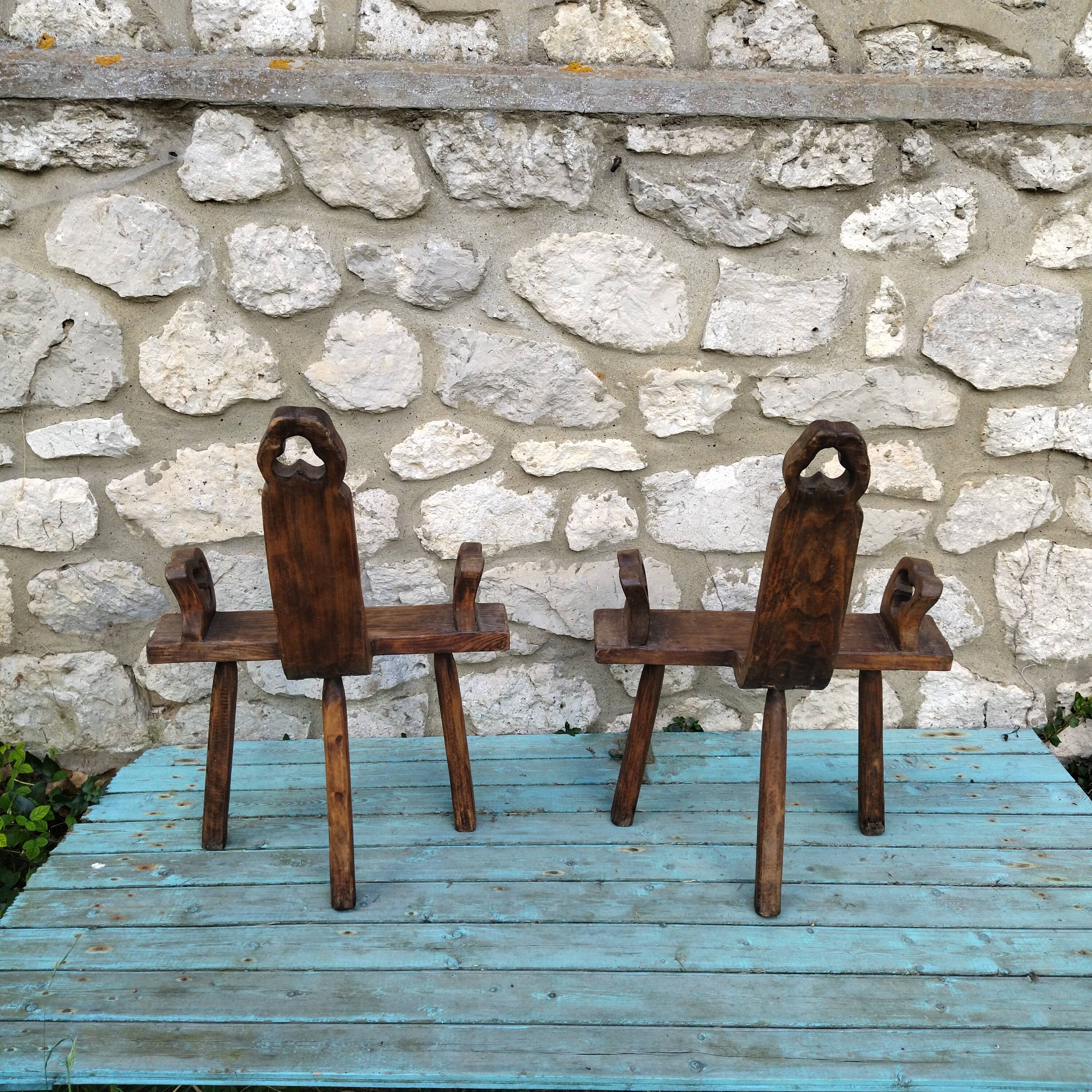 Pair of brutalist Spanish chairs from the 50s