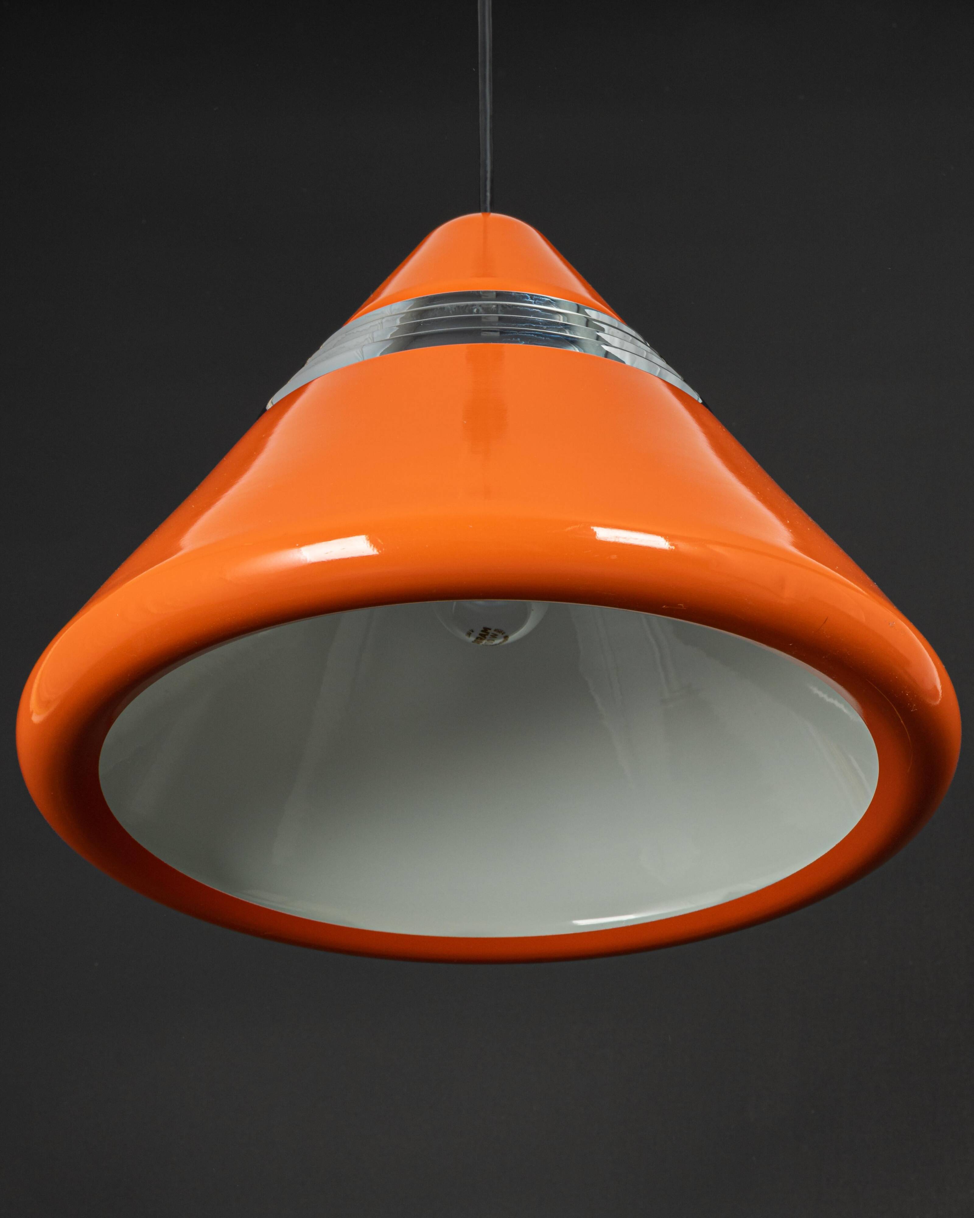 Large orange pendant light designed by Kazuo Motozawa, Staff, 1970s
