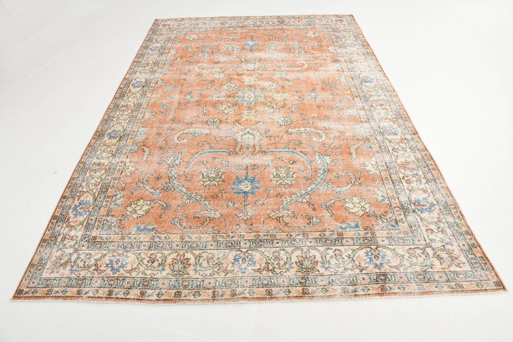 Tapis vintage turc rouge Brunt 7x10, 221x323 cm