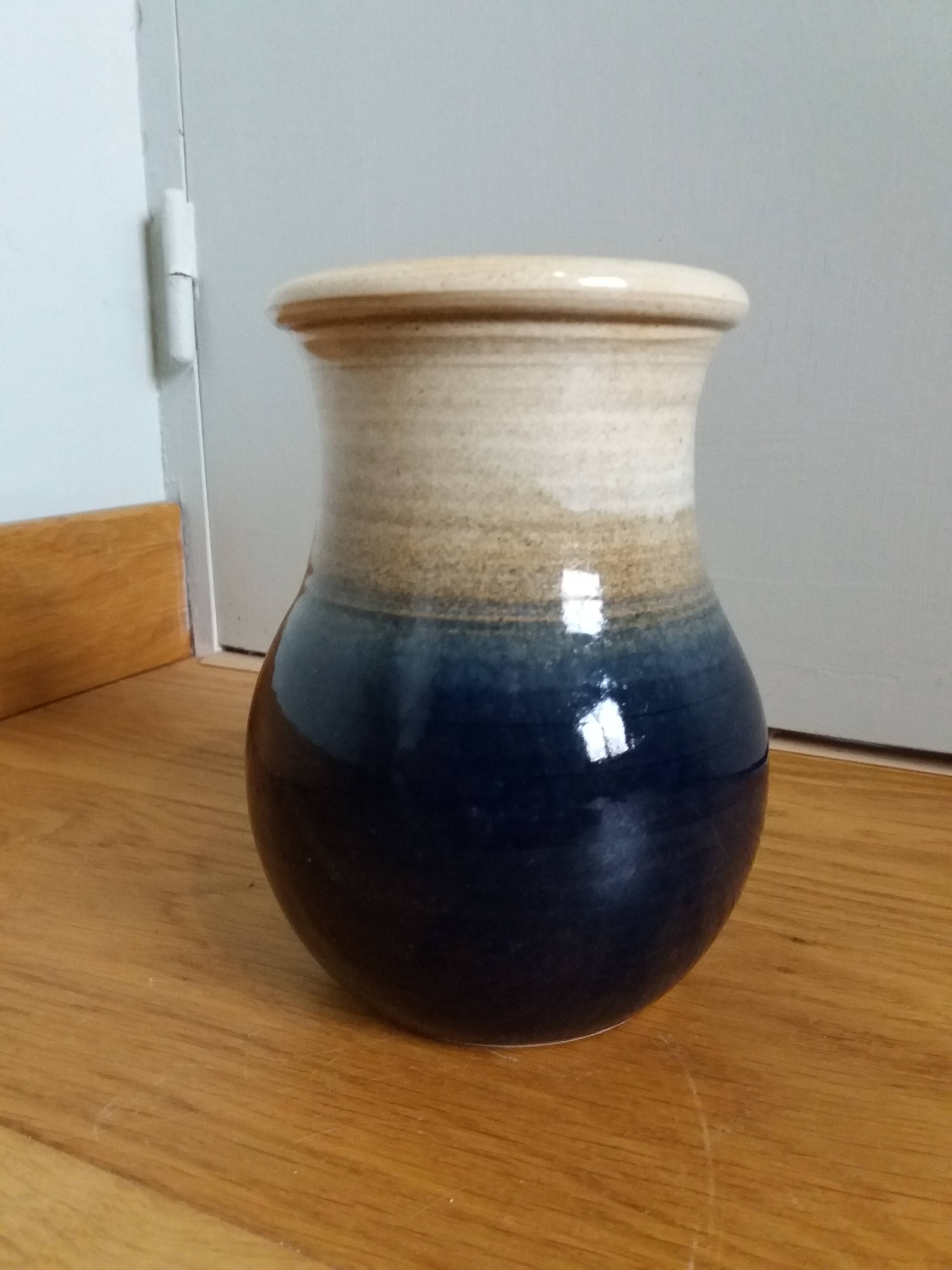 Handcrafted stoneware vase signed Eric Pepin
