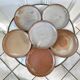 Set of 6 flat plates in artisanal sandstone 60s-70s
