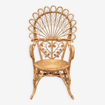 Vintage rattan peacock chair armchair made in the 1970s