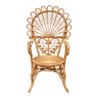 Vintage rattan peacock chair armchair made in the 1970s