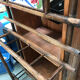 Bamboo coat rack and 1950s mirror
