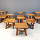 Set of 6 sculptural brutalist dining chairs, 1960s