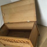 Vintage wood and rattan chest